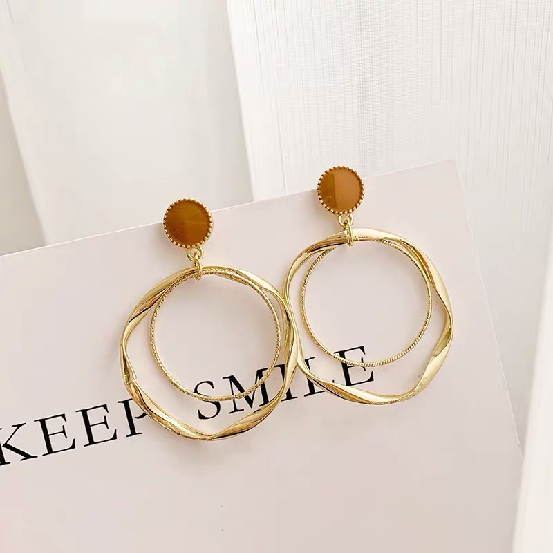 Korean New S925 Silver Needle Irregular Multi-layer Circle Earrings Exaggerated Retro Earrings Nihaojewelry Wholesale display picture 5