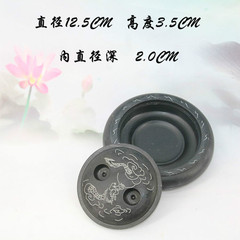 Wholesale 5-inch student inkstone with lid, Yuanchi type, ripple design, round shape, inkwell for calligraphy training classes
