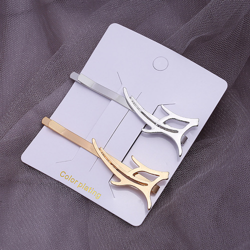 Factory supply new cool style one-piece metal Korean style arrow hair clips, silver-plated wholesale hair accessories