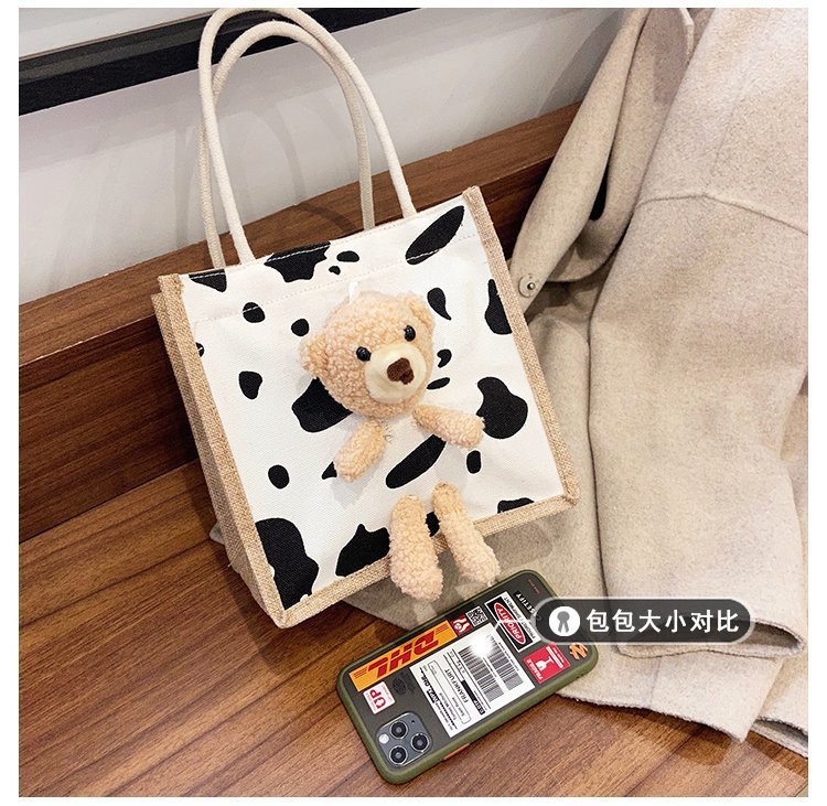 Wholesale 2020 new Instagram winter cute bear Japanese women's bags, cartoon student fashion hand-held trendy fabric bags undefined