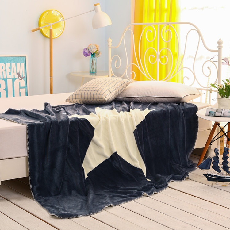 Koreanische Version großes Fünf-Sterne-Kreuz plus Fisch doppelseitig doppellagig bla Kaschmir doppellagig bla Flanell_voghion.com