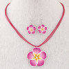 Fashionable chain, cute set, necklace and earrings, Korean style, flowered