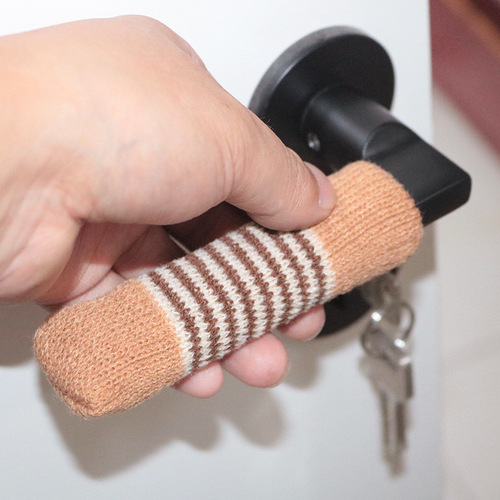 Door handle gloves knitted entry door handle protection suite door interior door double layer thickening does not fall off safety and anti-collision