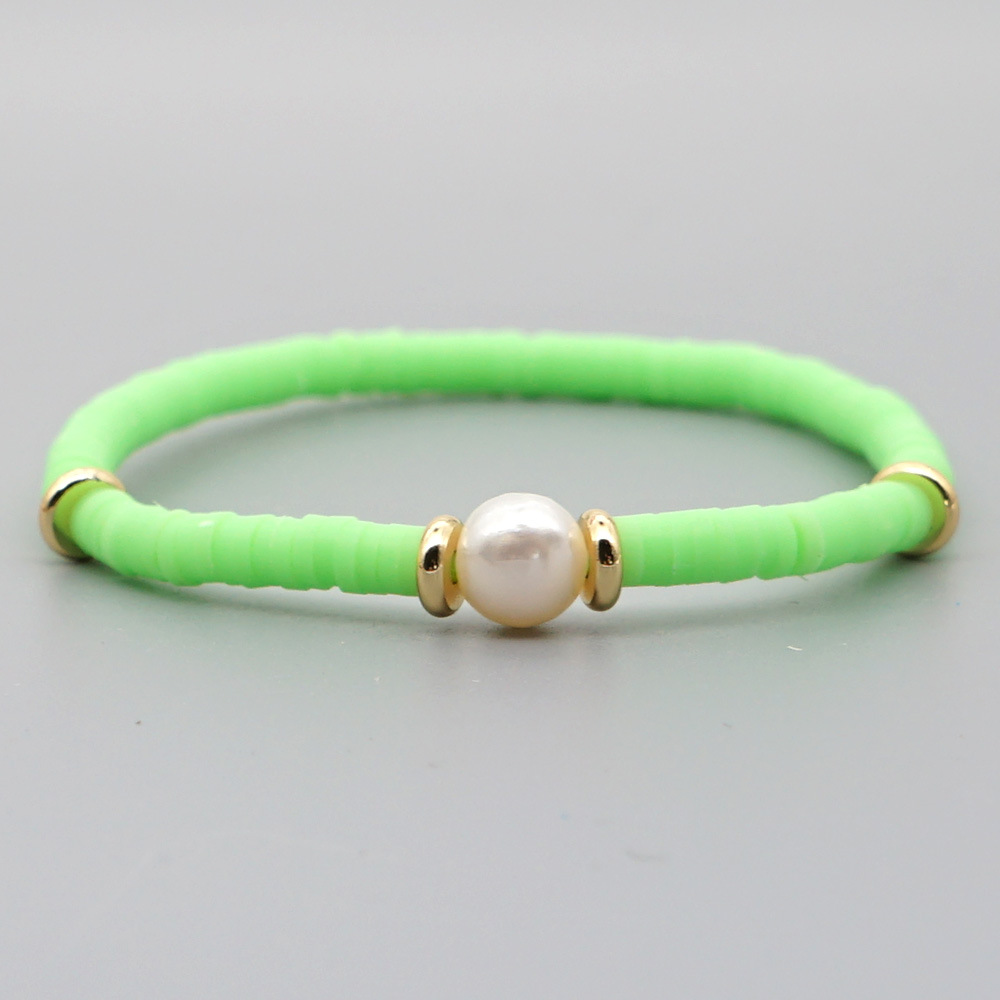 Fashion Bohemian Beach Style Natural Baroque Pearl Color Soft Ceramic Letter Bracelet For Women display picture 14