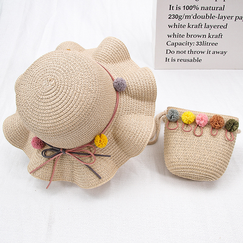 New Straw Hat Shoulder Bag Set Nihaojewelry Wholesale Small Fresh Children Cute Hat Bag Summer Girl Travel Match display picture 5