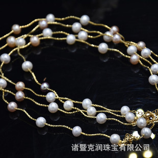 14K gold injection fresh water pearl baby's breath star design exquisite retro potato round thread pearl necklace