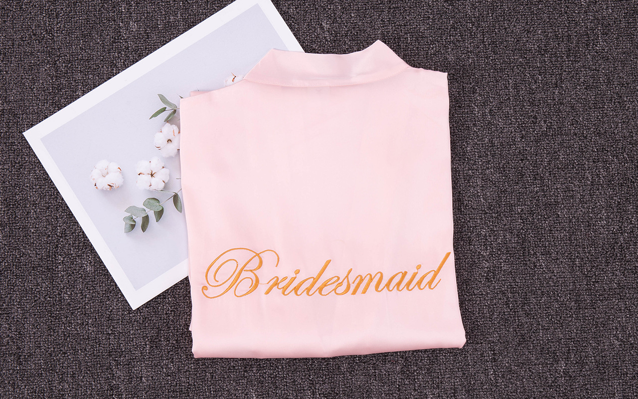 Yao Ting Pajamas Ladies Bridesmaid Morning Gowns Wedding Pajamas Bridal Robe Embroidered Makeup Nightgown Wedding Gift Wholesale display picture 24