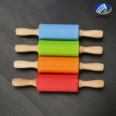 橡木小号硅胶擀面杖小号儿童擀面棒迷你硅胶压面棍饺子皮烘焙工具|ms