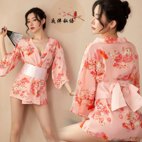 Sexy underwear Japanese kimono women's long catwoman sauna sauna kimono sexy suit seductive ladies chiffon
