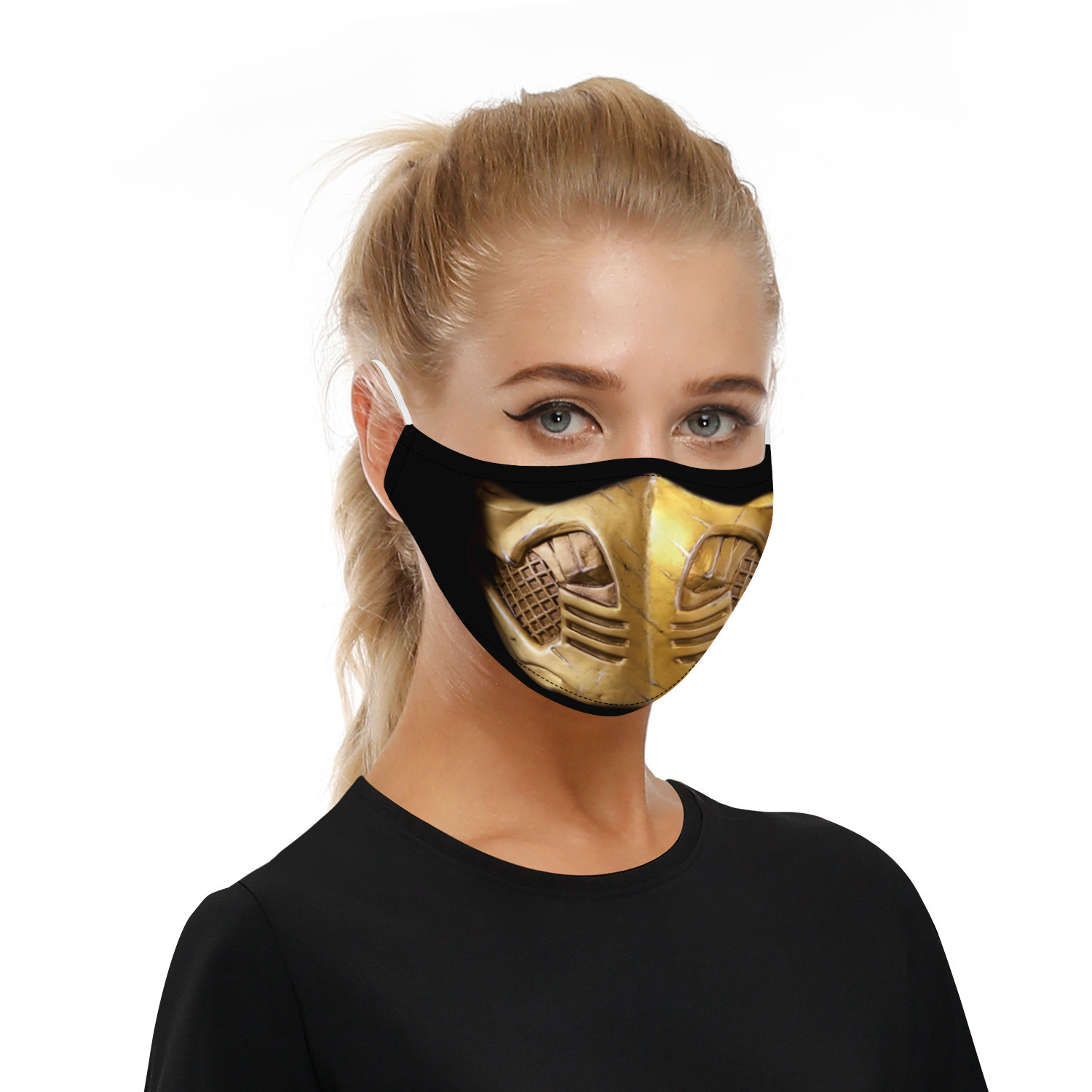 Halloween 3D Digital Printing Parent-child Hanging Ears Outdoor Riding Dust-proof And Haze-proof Masks Without Filter