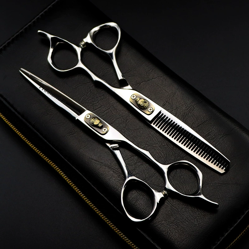 6.0 -inch God Walker Thick Circle Wolf head Personalized hairdressing scissors flat scissors and cut teeth, bangs, cut thin cuts