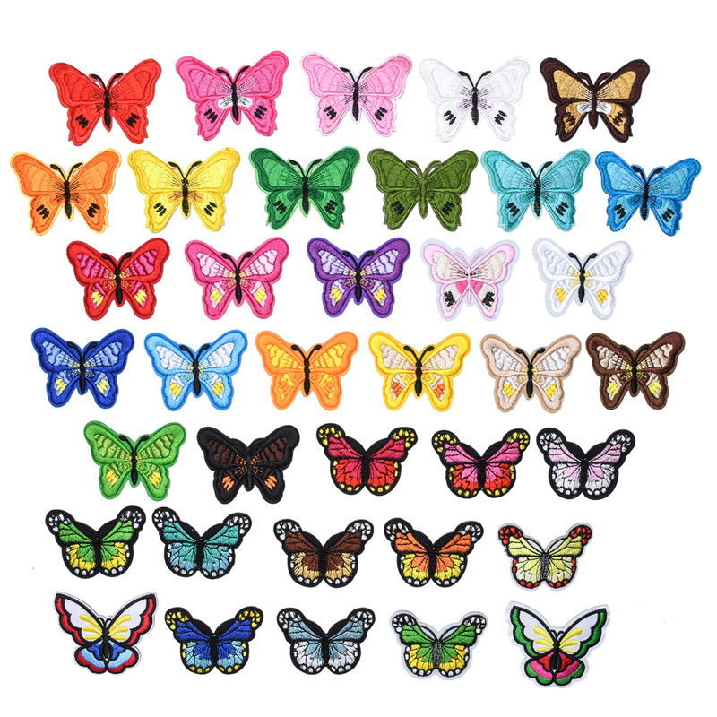 Factory spot fashion cloth embroidery clothing bag shoes and hats handicraft accessories patch foreign trade butterfly flower set