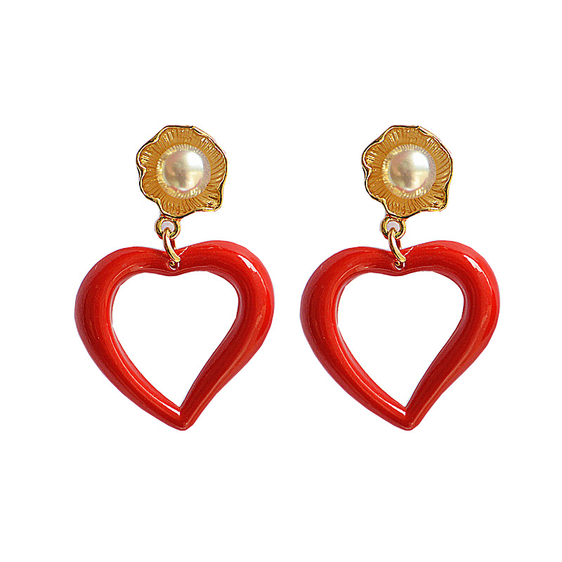 Pendientes En Forma De Corazón De Perlas Retro Coreanas Con Aguja De Plata S925 display picture 3