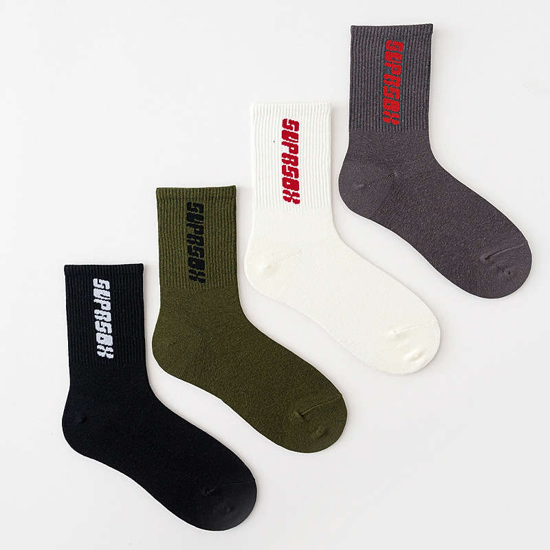 Cotton Crew Socks For Men Solid Colour Winter Autumn Street Style_voghion.com
