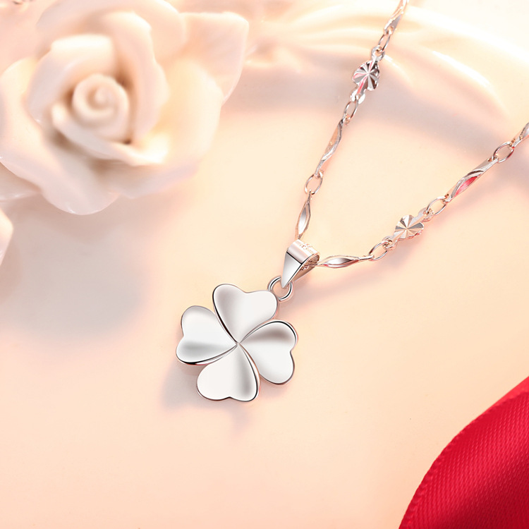 999純銀項鏈女鎖骨四葉草吊墜ins簡約氣質小衆設計送女友生日禮物
