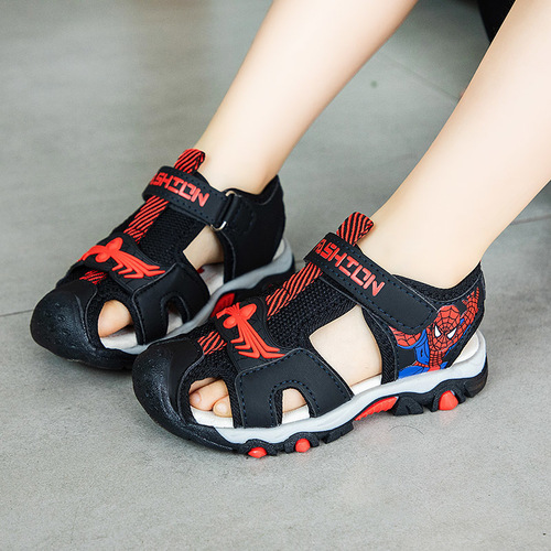 Boys' Spider-Man Sandals Summer New Children's Baotou Sandals Soft Sole Beach Sandals for Middle and Large Children and Elementary School Students