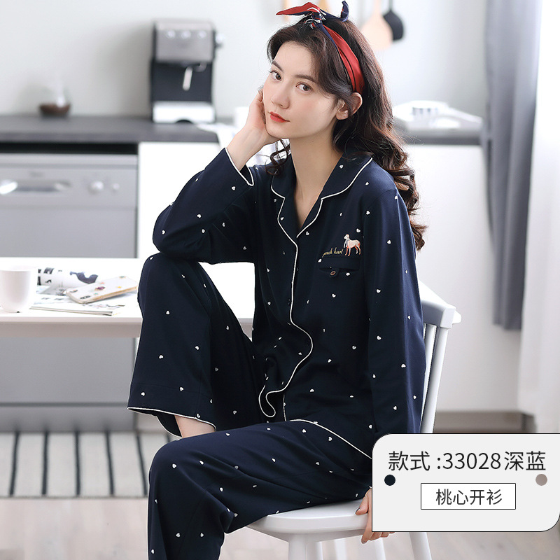 Pijamas de las mujeres primavera y otoño manga larga 100% algodón desgaste más tamaño lindo estudiante traje invierno cardigan