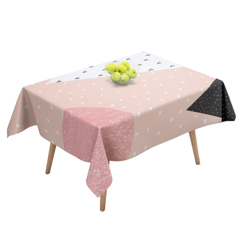 桌布莫兰迪北欧风格防水桌垫长方形家用餐桌书桌茶几棉麻布艺盖布