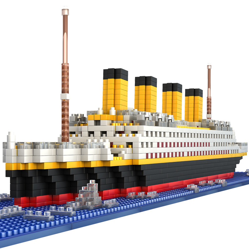 1860pcs泰坦尼克号小颗粒积木  儿童diy拼装钻石颗粒玩具船