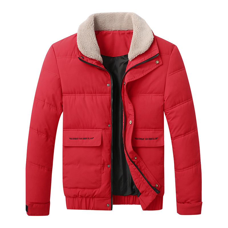 Chaqueta de solapa de lana de cordero abrigo de algodón acolchado de moda de los hombres al por mayor