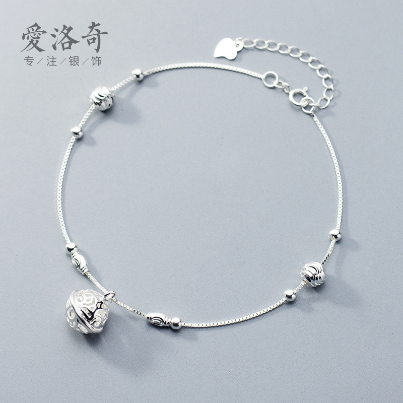 Eloch s925 plata coreana renacimiento palacio campana pulsera de tobillo esfera hueca joyas de tobillo de moda S1687