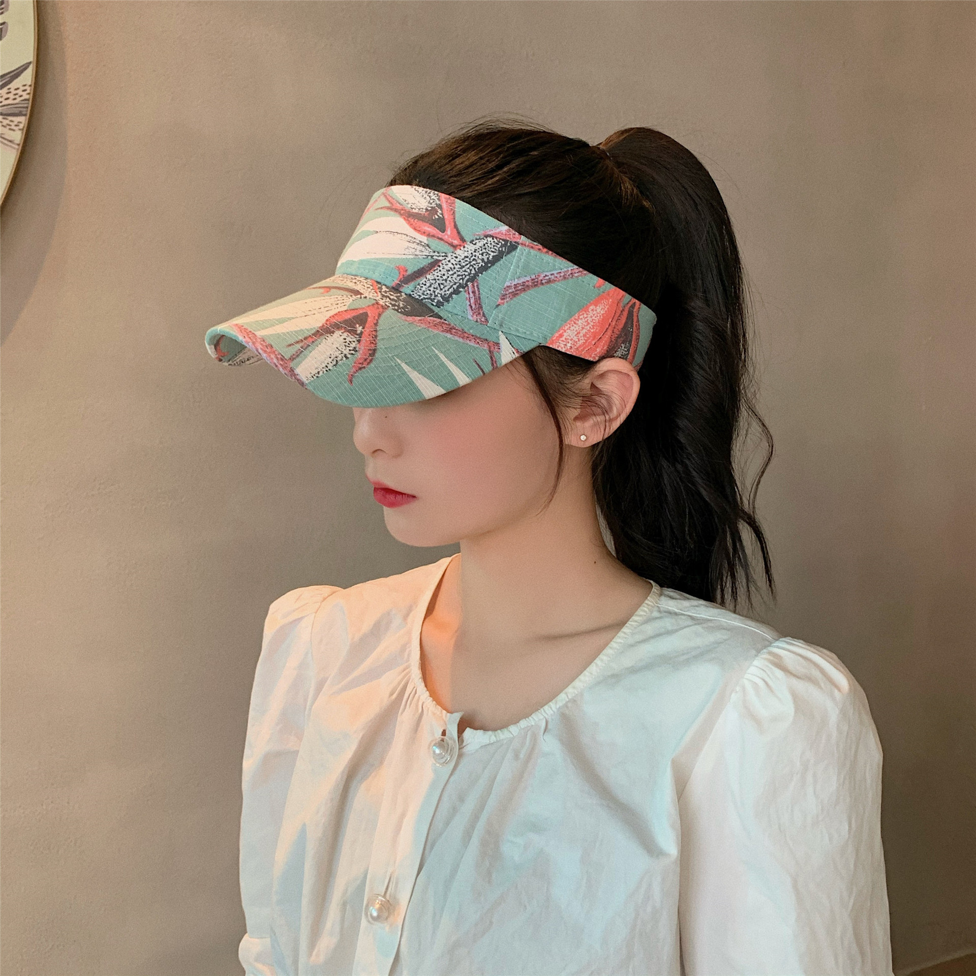 Printed Half-air Top Hat Tide Brand Street Leaking Topless Running Shade Cap Wholesale Nihaojewelry display picture 3