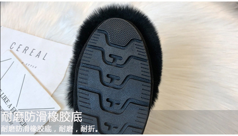 Giày lười nữ lót lông giữ ấm mũi tròn đế bệt — Màu xám, Màu đen chi tiết 8