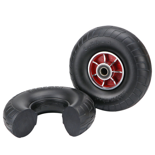 Caster silent aluminum core rubber wheel 10 inch 350-4 solid wheel super heavy tiger trolley wheel manufacturer