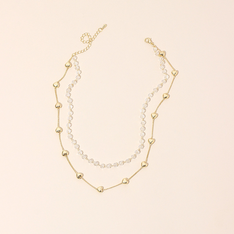 20g Weight Necklace Classification Wedding, Travel Occasion Women'S Gender Simple Crystal Love Double-layer Bracelet Girls Light Luxury Necklace 4