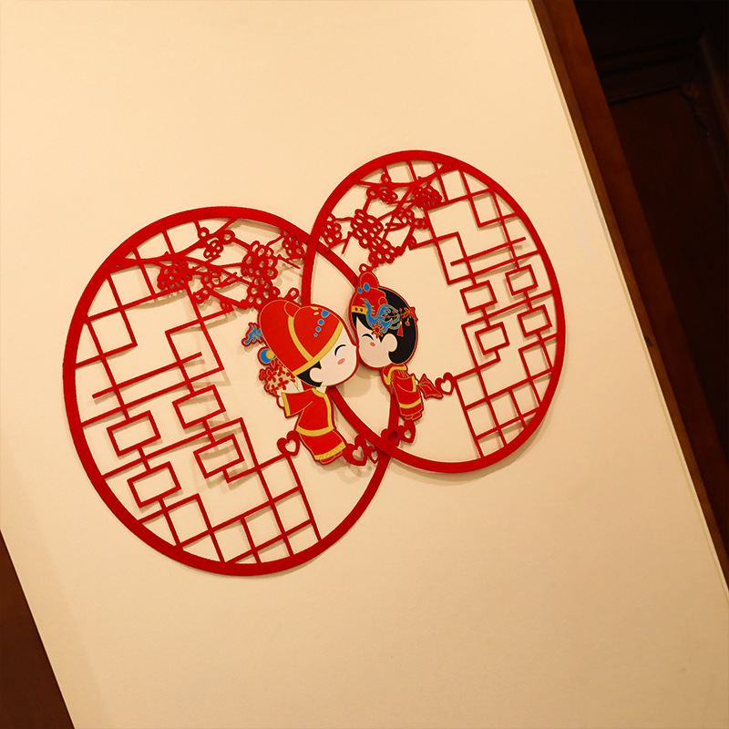 婚庆结婚用品喜字套装婚礼无纺布喜字贴大门婚房装饰墙贴窗花绒布