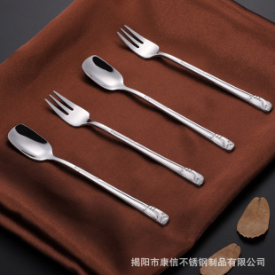 不锈钢叉勺套装可爱甜品小叉子 现代简约咖啡搅拌勺三齿叉勺套装-阿里巴巴