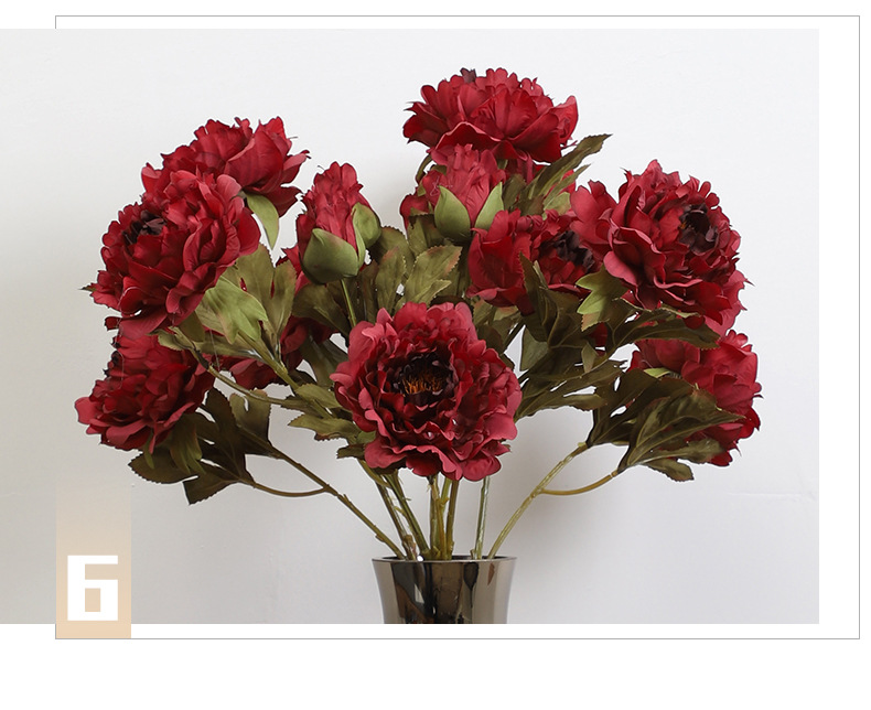 Peony Pattern Elegant Romantic Peony Plastic Silk Flower Artificial Flowers