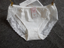 出口日单外贸女士棉质白色内裤中腰包臀蕾丝性感一件代发