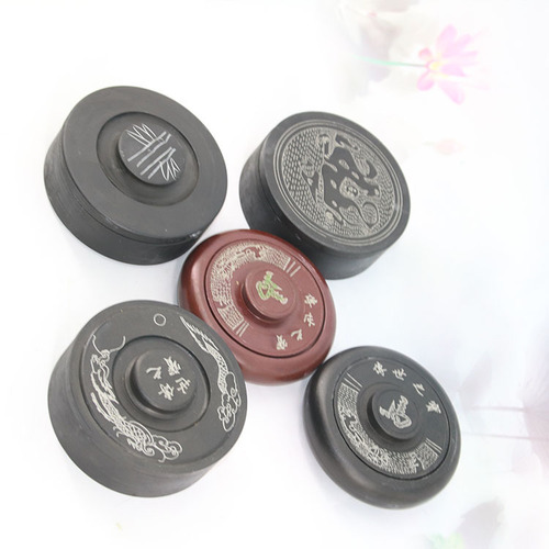 Wei Zhuang wholesale student inkstone 4 inches with lid Yuanchi ribbed inkstone round Mohai Mochi calligraphy training class