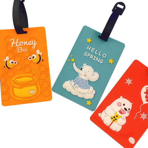 Creative PVC soft rubber luggage tag, cute cartoon boarding pass, silicone bus card holder, travel tag, wholesale and customization