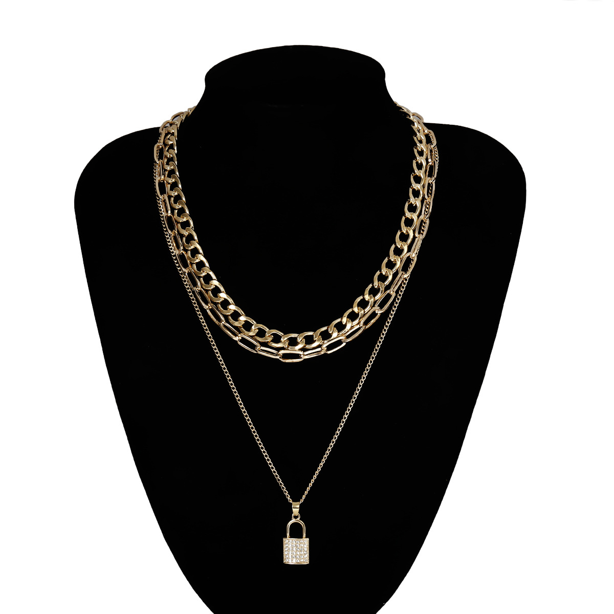 New Fashion Chain Zircon Geometric Item Micro-locked Multi-layer Necklace Wholesale display picture 11