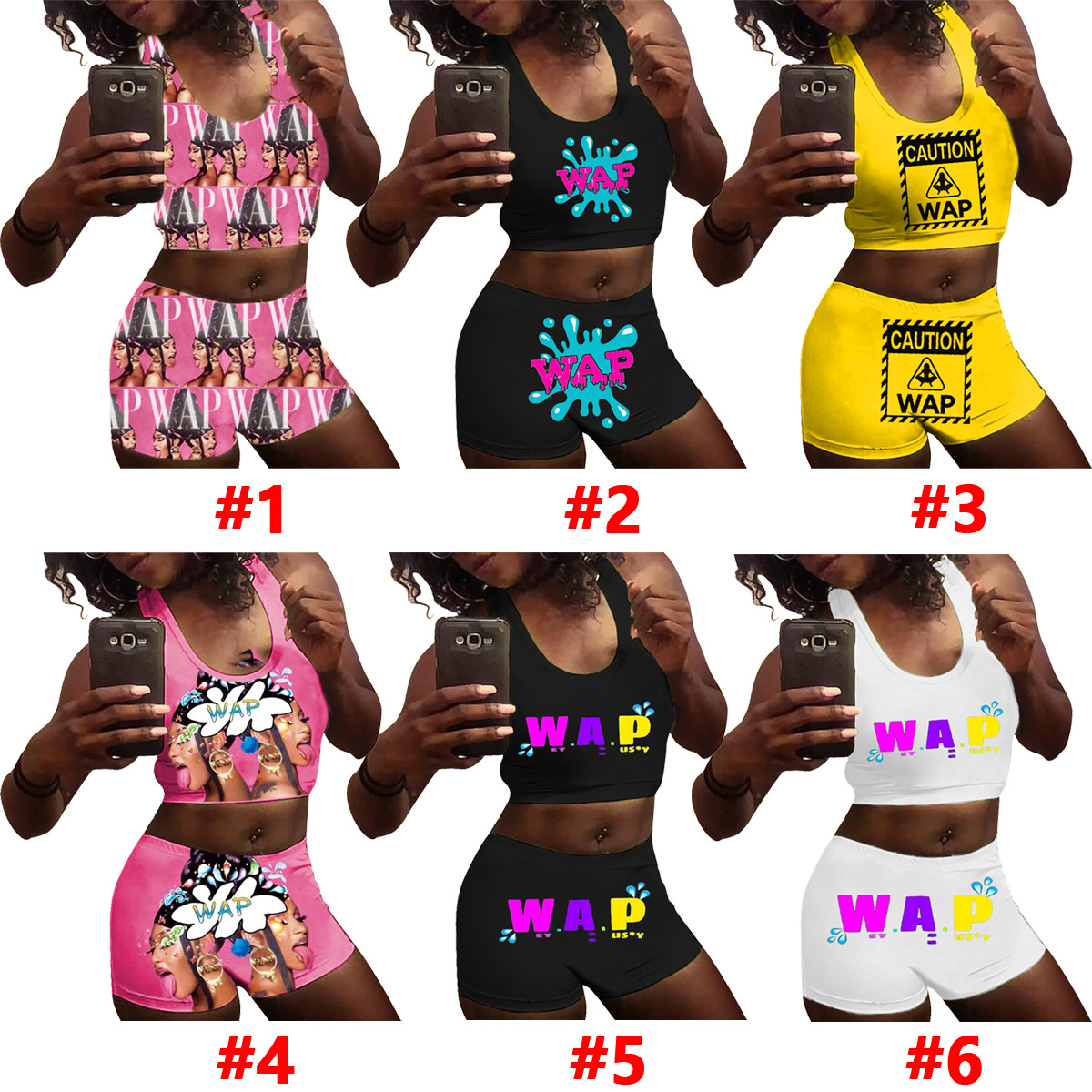 D9332 Amazon Hot European and American Women's Sexy Pattern Printed Vest Shorts Set Yoga Pants Set