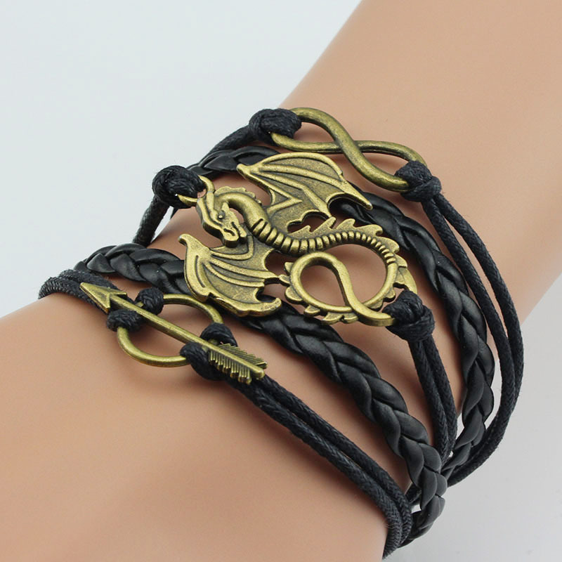 European and American fashion International trade supply European and American wholesale bronze retro Dragon arrow love charm multi-layer retro bracelet European and American fashion International trade supply European and American wholesale bronze retro Dragon arrow love charm multi-layer retro bracelet