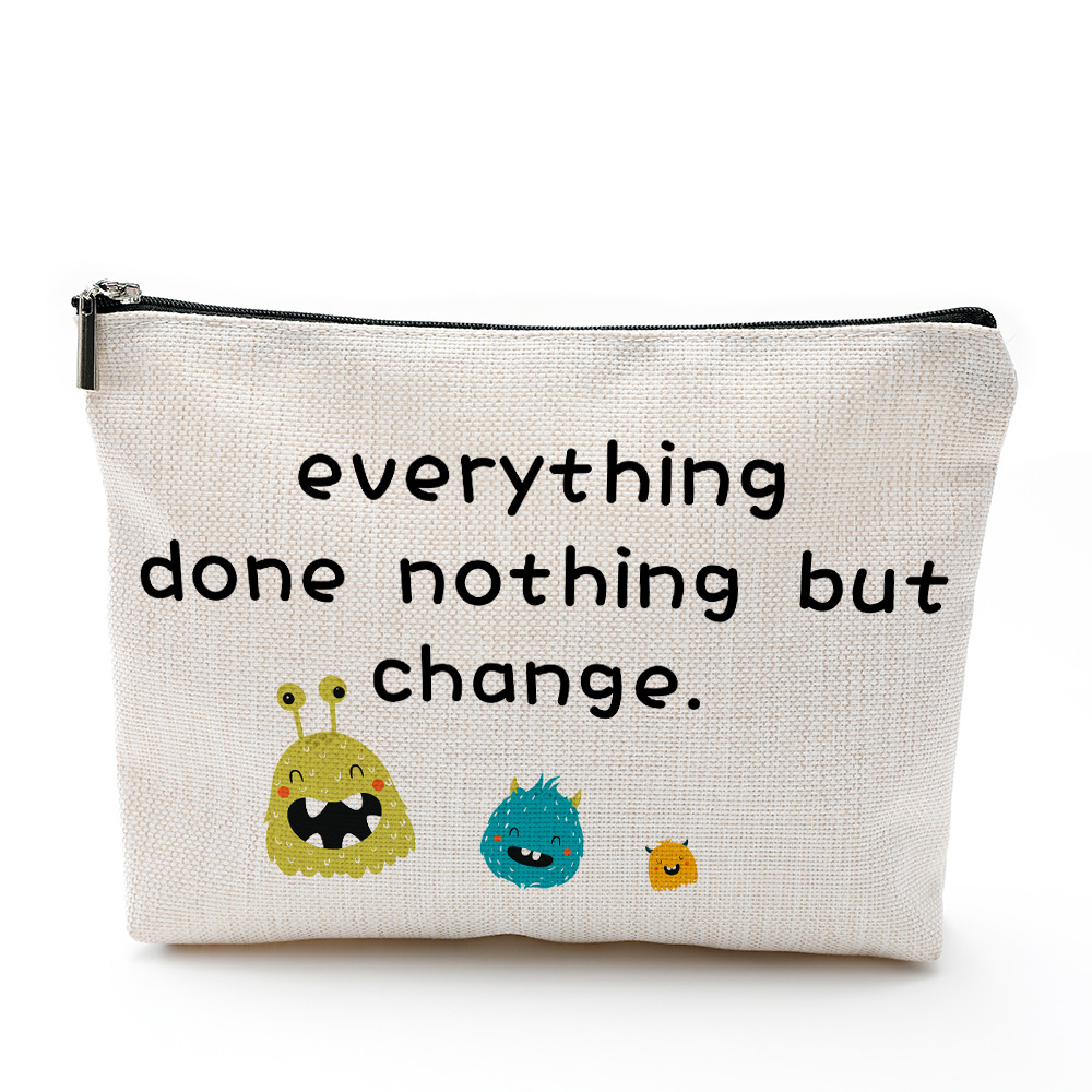 简约化妆包防水棉麻拉链袋化妆品饰品收纳袋旅行洗漱用品收纳包