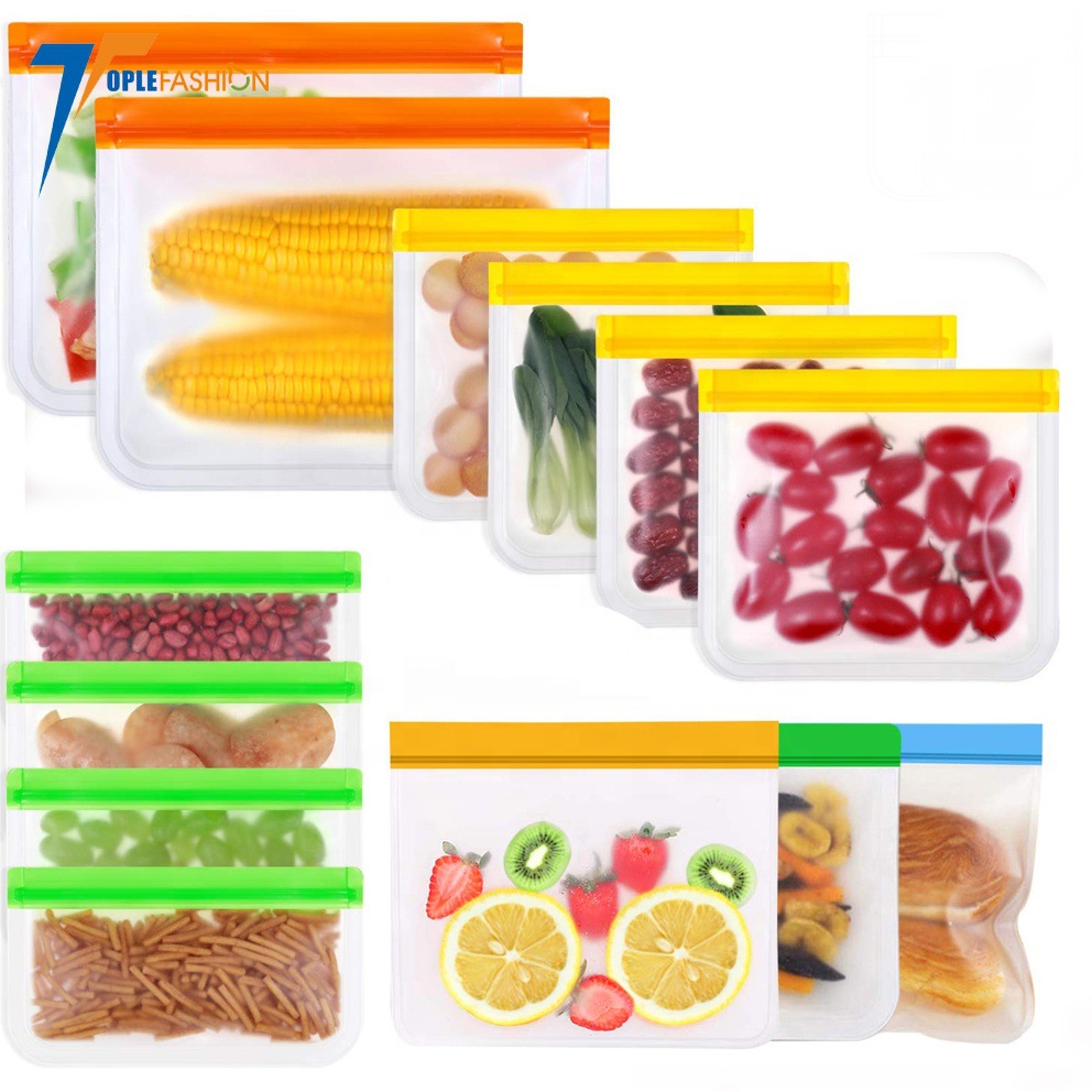 食品级透明磨砂拉链自封防水PEVA食品保鲜袋可洗环保冰箱储存袋