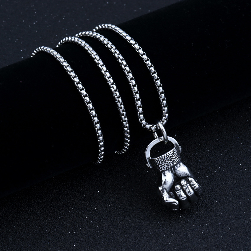 Fist Pendant Necklace For Men In Titanium Steel Trendy Accessory_voghion.com