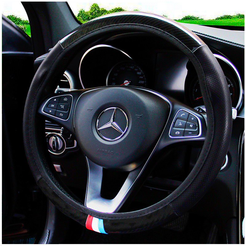 無內圈松緊帶汽車方向盤套 跨境手把套 水晶炭纖方向盤套批發