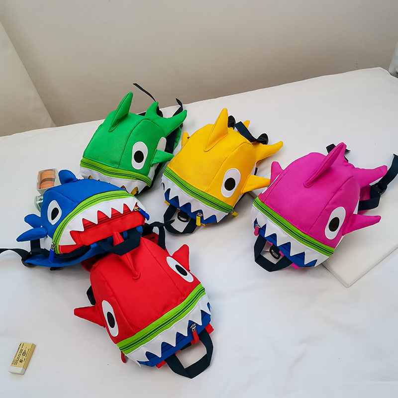 Shark Children'S Cartoon Anti Loss Traction Rope Backpack Children'S Schoolbag Snacks Backpack