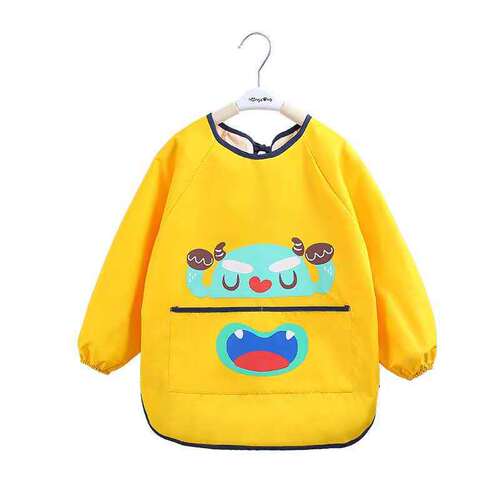 Baby coveralls for eating, waterproof, reversible, painting bibs, children's aprons, painting clothes, boys' long-sleeved children's protective clothing