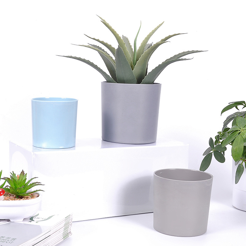 厂家直销马卡龙色系直筒花盆简约北欧风塑料仿瓷多肉植物花盆详情图2