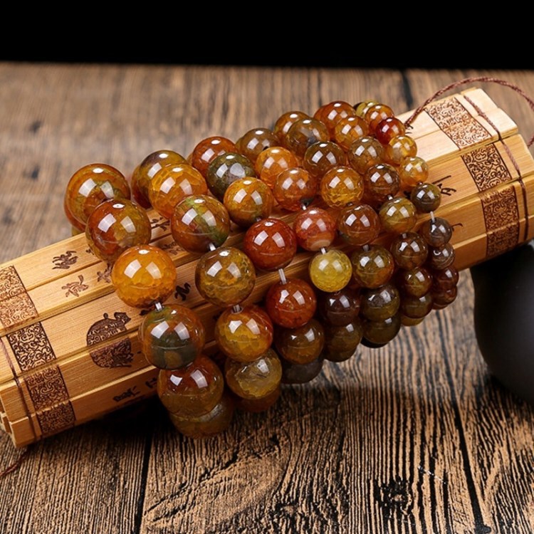 Crystal jade bracelet Tea Dragon agate beads bracelet dragon scale stone flower agate bracelet for men and women couples Crystal jade bracelet Tea Dragon agate beads bracelet dragon scale stone flower agate bracelet for men and women couples