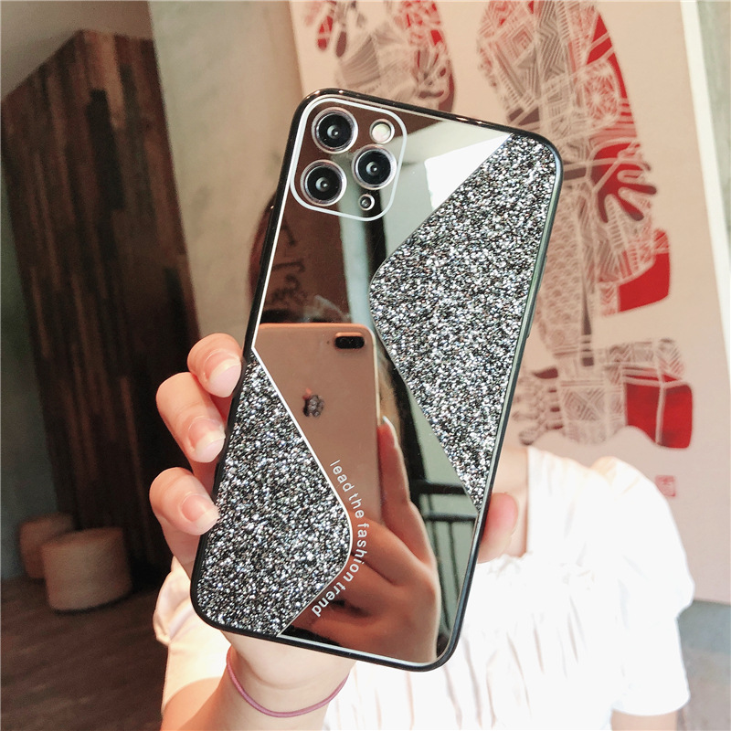 S-shaped Glitter Mirror  Iphone11 Huawei P40pro Candy Color Glass  Phone Case display picture 4