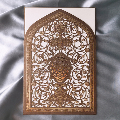 钰彩婚品 结婚请柬喜帖 欧式棕色 邀请函激光请帖 婚庆用品CX904Z