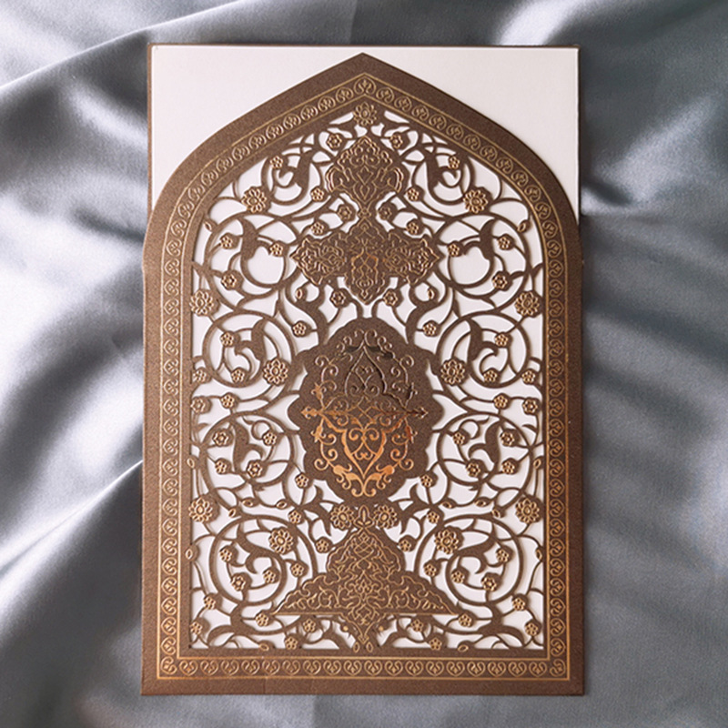 钰彩婚品 结婚请柬喜帖 欧式棕色 邀请函激光请帖 婚庆用品CX904Z