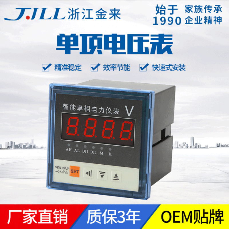 儀器儀表生産廠家48*48單相交流電壓表變比可調智能數顯儀表可OEM